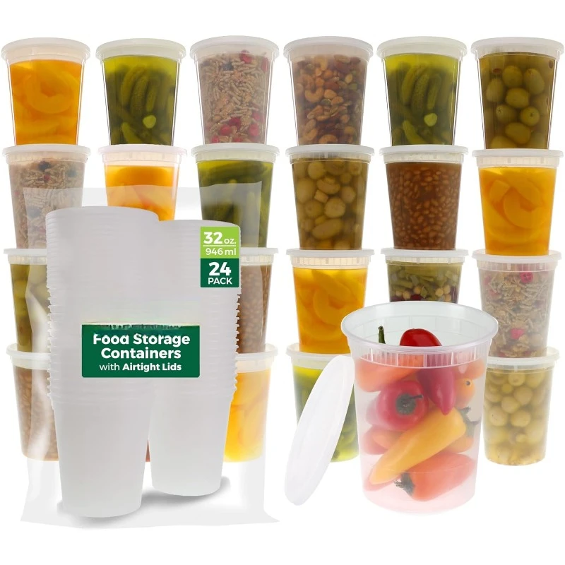 Meal Prep Soup - [24 Set] 8oz-32 Oz Plastic Deli