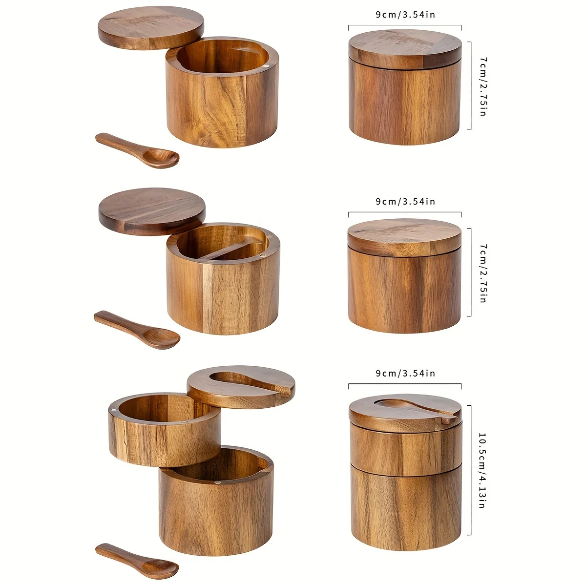 Acacia Wood Salt Jar with Spoo - Herb Keeper Bottle review and price