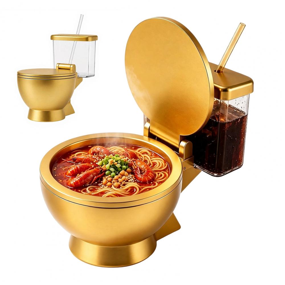 Toilet Shaped Ramen Bowl Set,  - Meal Prep Soup review and price